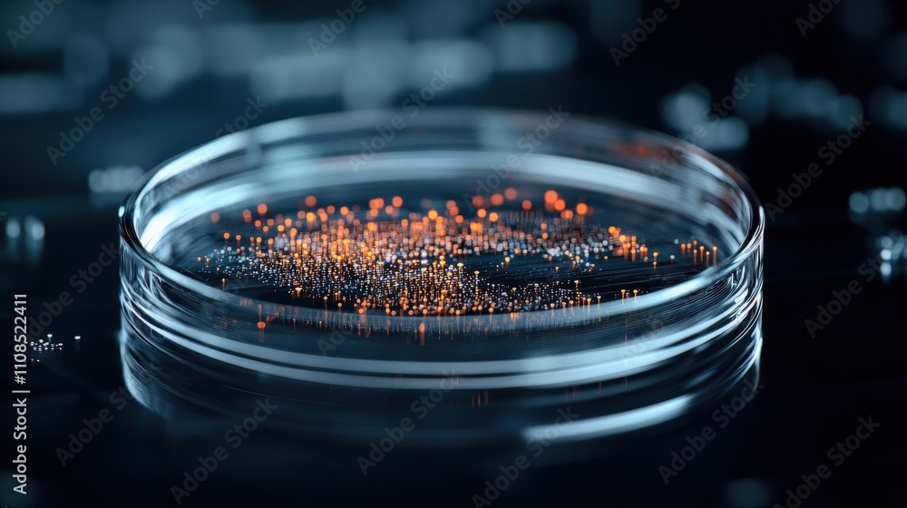 Aufkleber abstract representation of data analysis in a petri dish surrounded by digital technology, showcasin