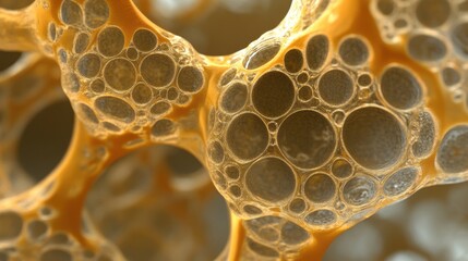 Abstract Golden Cellular Structure with Round Cavities