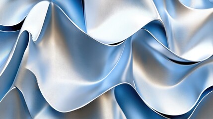 Obraz premium Abstract Blue and Silver Metallic Wave Forms