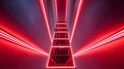 Futuristic Underground Tunnel with Glass Architecture and Escalator Perspective in Urban Subway Station