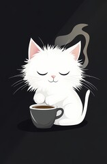Cats drinking coffee