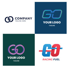 go alphabet letter Corporate business company marketing logo design elegant and badge design vector logo