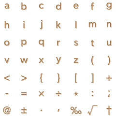 茶色の影付き文字アルファベット小文字