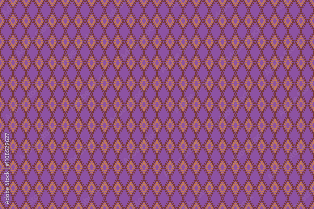 Aufkleber purple background adorned with intricate diamond-shaped patterns in orange and red tones, creating a