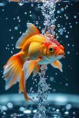 Vibrant Goldfish Splashing in Water