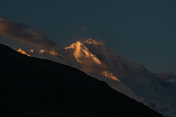 Alpenglow on Diran Peak, Karimabad, Hunza, Gilgit-Baltistan, Pakistan