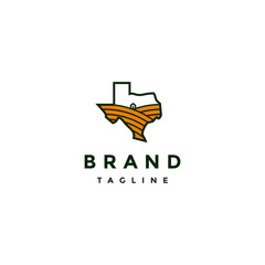 Farming Inside Texas Country Map Logo Design. Texas State Map With Farming Fields Inside Logo Design.