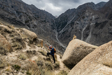 Fototapeta premium Stunning view from Marsur Rock, Hussainabad, Skardu, Baltistan, Pakistan
