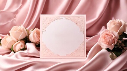 blank pink invitation card, copy space, space for enter some texts