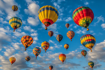 Fototapeta premium Colorful Hot Air Balloons Soar in a Stunning Sky