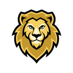A majestic gold lion mascot-logo, symbolizing strength, courage, and prestige. Its sleek, regal design features a fierce gaze and a flowing mane, embodying power and leadership.
