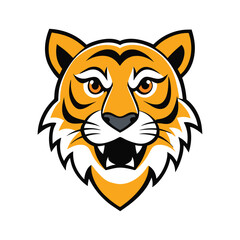 A fierce, majestic gold-tiger mascot-logo with sharp, gleaming eyes and a powerful stance. It embodies strength, courage, and unmatched elegance, perfect for representing victory and prestige.