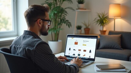 Digital Shopping Experience with Laptop and Products