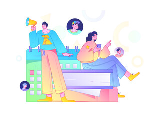Obraz premium Personnel doing job interview flat vector concept operation hand drawn illustration 
