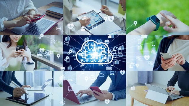 cloud computing, cloud, network, communication, technology, mobile, erp, collage, dx, digital transformation, smartphone, smart phone, app, tablet, system, saas, iaas, paas, software, personal compute