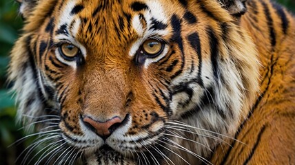 Fototapeta premium close up of bengal tiger face, generative ai