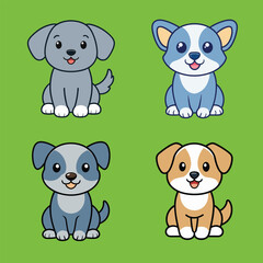 Fototapeta premium Adorable Set of Kromfohrlander Dogs Sitting Isolated Vector Illustrations