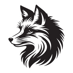 Obraz premium Fox head silhouette vector on white background. Fox aggressive wild mammal animal dangerous predator head vintage icon design vector illustration