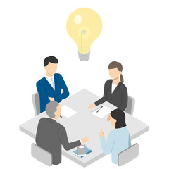 ミーティングする会社員・アイソメトリック