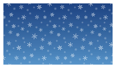 雪の結晶シームレスパターン/白（ 透過パターン）・青背景	