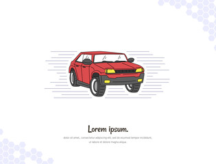 Fototapeta premium Vector art for wall decoration landscape Cartoon Car 10.