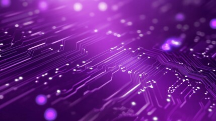Obraz premium Abstract futuristic circuit design with glowing purple technology background featuring intricate network patterns, neon light effects, and high-tech digital aesthetics for innovative conceptual visual