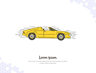 Fototapeta premium Vector art for wall decoration landscape Cartoon Roadster car