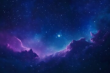 Fototapeta premium Celestial Night Sky: A breathtaking view of the cosmos, filled with twinkling stars and vibrant nebulae, showcasing the beauty and wonder of the universe.
