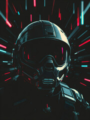 Fototapeta premium Portrait of a pilot in the future world 