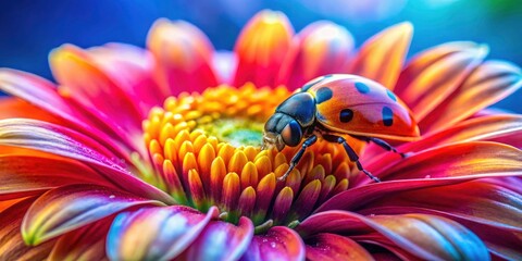 Obraz premium Ladybug Macro Photography, Flower Closeup, Long Exposure, Insect Photography, Nature Photography, Generative AI Art