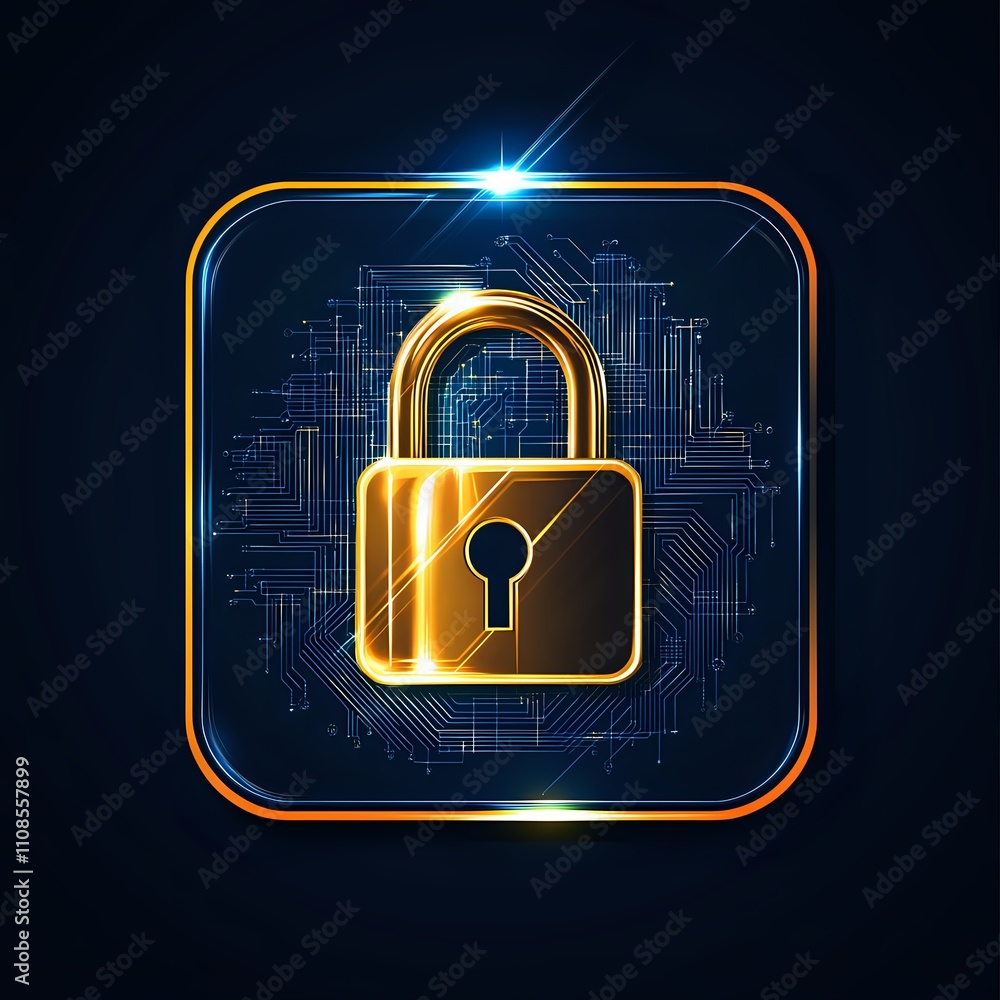 Poster cybersecurity digital lock: advanced data protection and network security, ensuring safe online tran