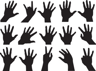 Obraz premium Set of hand gestures. Multiple hand gestures in various positions, vector illustration. Hand gestures vector