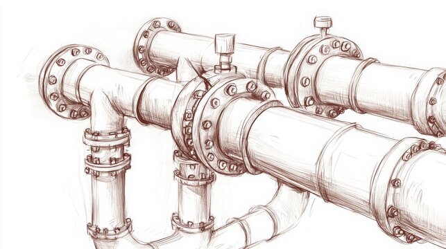 brown pipes sketch, industrial design, engineering clip art preview