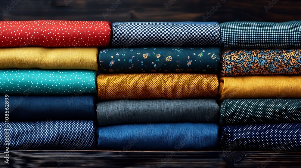 Poster colorful retro textiles in patchwork arrangement showcasing various patterns and textures for vibran