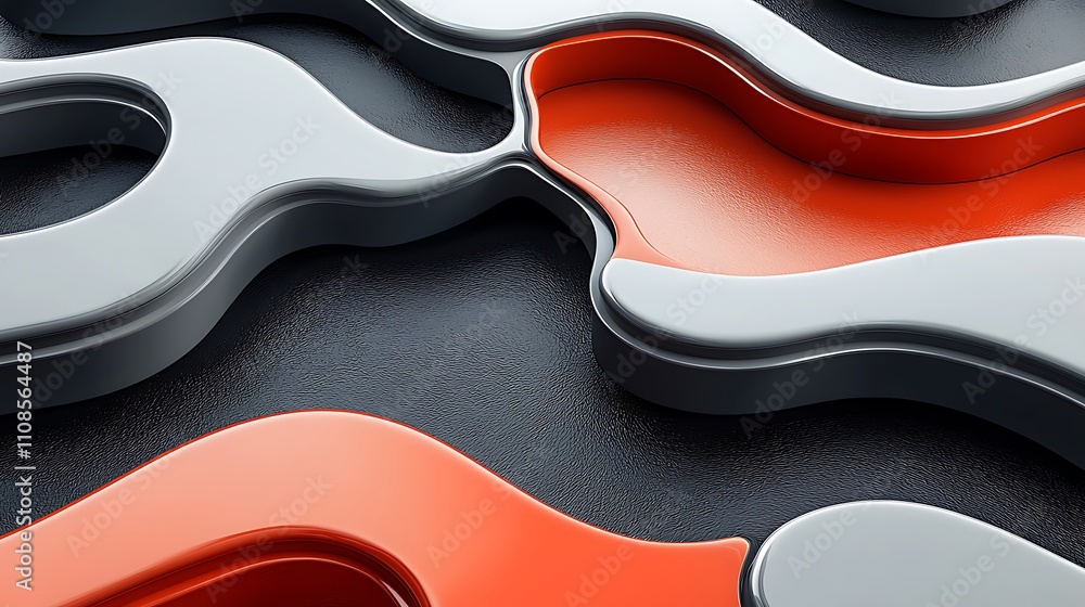 Aufkleber dynamic fluid abstract design showcasing interplay of curves and colors in a modern artistic concept