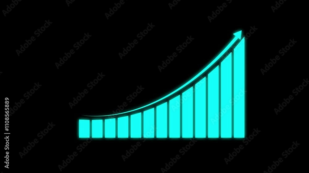 Poster graph chart with upward trend on grid line background business growth concept in graph chart showing
