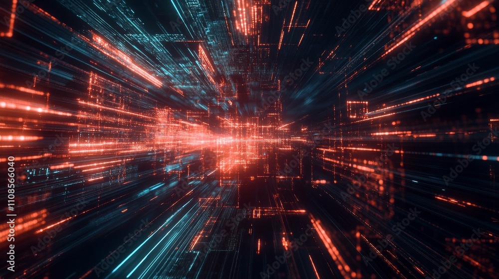 Poster high-speed data connection technology background with abstract speed lines, futuristic design elemen