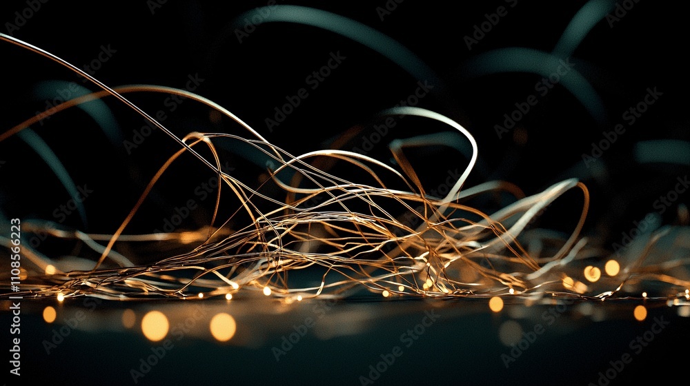 Poster abstract image of fiber optics intertwined, symbolizing complex data systems and global networks