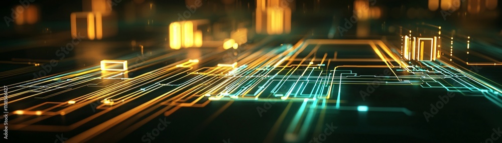 Aufkleber fiber optic strands glowing in the dark, creating an abstract visual of data transmission and intern