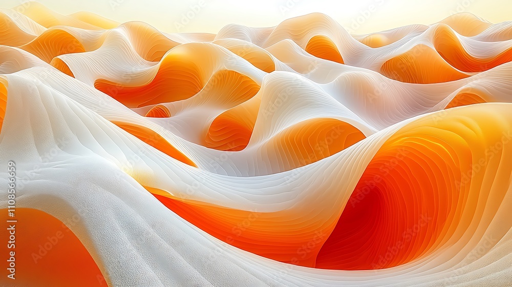 Poster soft curves in a serene composition of delicate forms: an abstract seascape experience captivating t