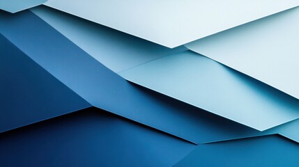 Obraz premium Abstract Blue Geometric Shapes: Layered Polygons and Gradient Hues in a Modern Digital Art Piece