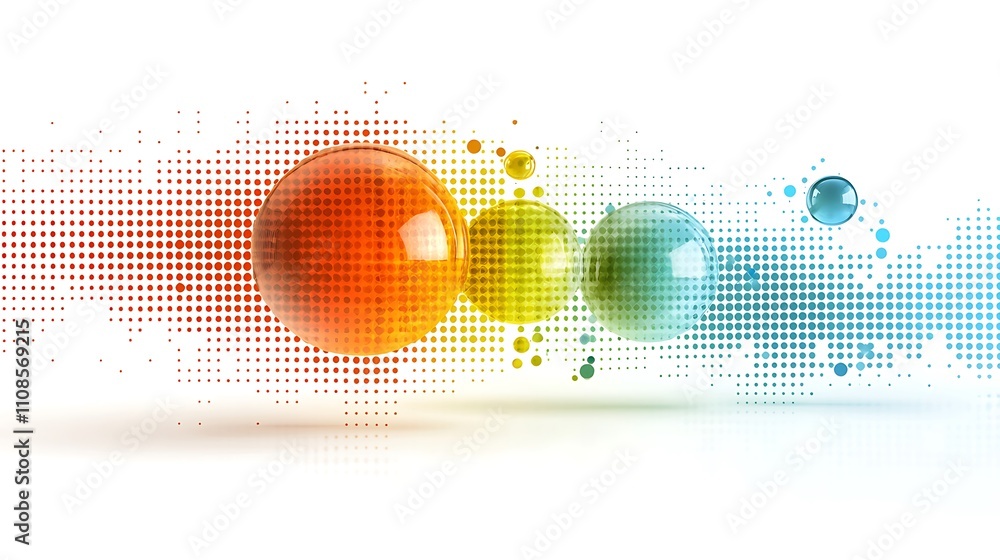 Aufkleber abstract composition showcasing vibrant colors and geometric shapes with a dot matrix influence idea