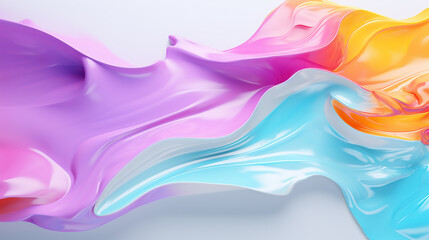 Fototapeta premium Explosion of vibrant color powder clouds in pink, orange, yellow, blue, and purple hues Colorful abstract waves of fabric-like textures blending seamlessly in a vibrant display 