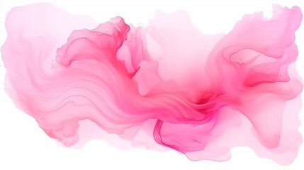Fototapeta premium watercolor background pink abstract cloudy sky concept with color splash design Pink ink billowing in water before white background