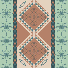 Navajo pattern Square shape on a gray background brown and gree geometric shapes Seamless zigzag pattern triangular shape illustration design Design lines for skirts, clothing, rugs, prints, knitting