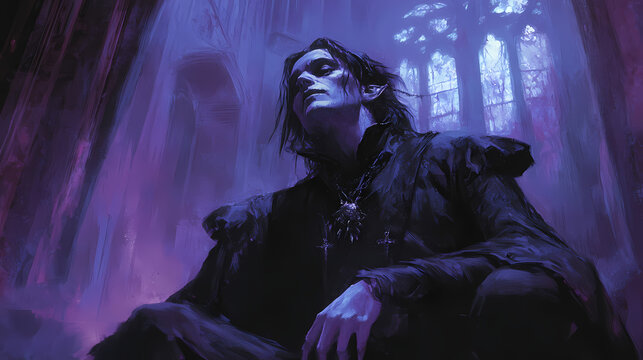 Enigmatic vampire figure captured in haunting gothic artwork. Immortal. Illustration