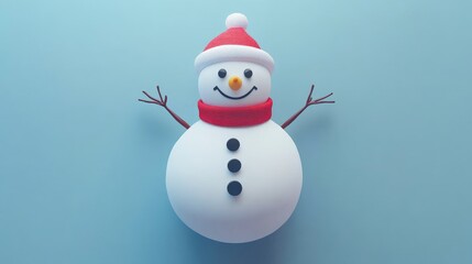 Christmas snowman flat design, top view, winter wonderland theme, animation, vivid