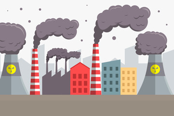 air pollution illustration in flat style design with chimney