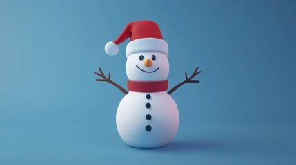 Christmas snowman flat design, top view, winter wonderland theme, animation, vivid