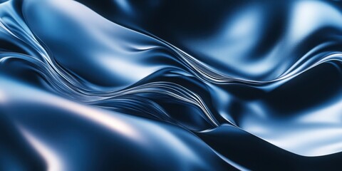 Fototapeta premium Abstract Blue Liquid Metal Swirls: Dynamic Texture and Smooth Surface, Elegant Design Background